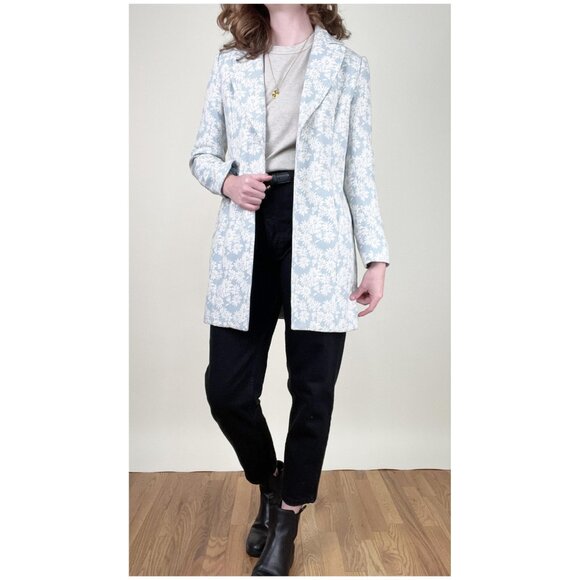 Vintage Jacquard Woven Knit Peacoat Jacket Whimsical Cottagecore Feminine Coat - Picture 5 of 9